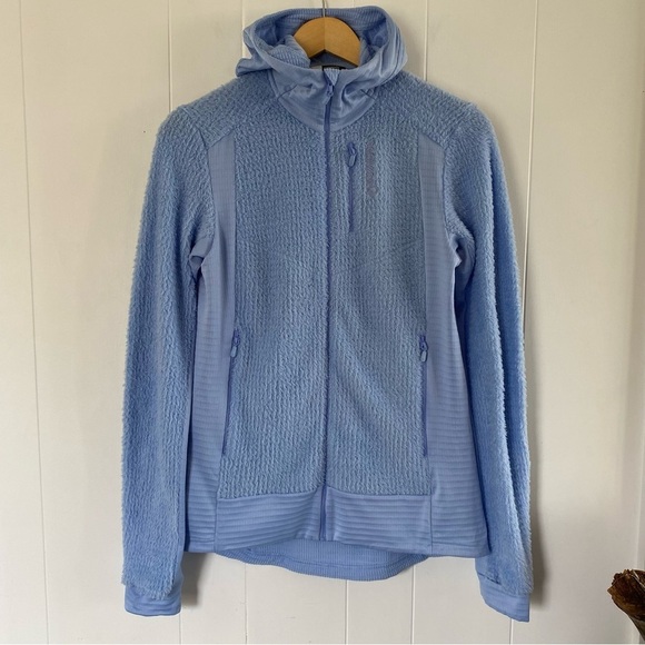 NORRONA Falketind Alpha120 Zip Hood Sherpa Fleece Fuzzy Pastel Blue Norway - Picture 3 of 16